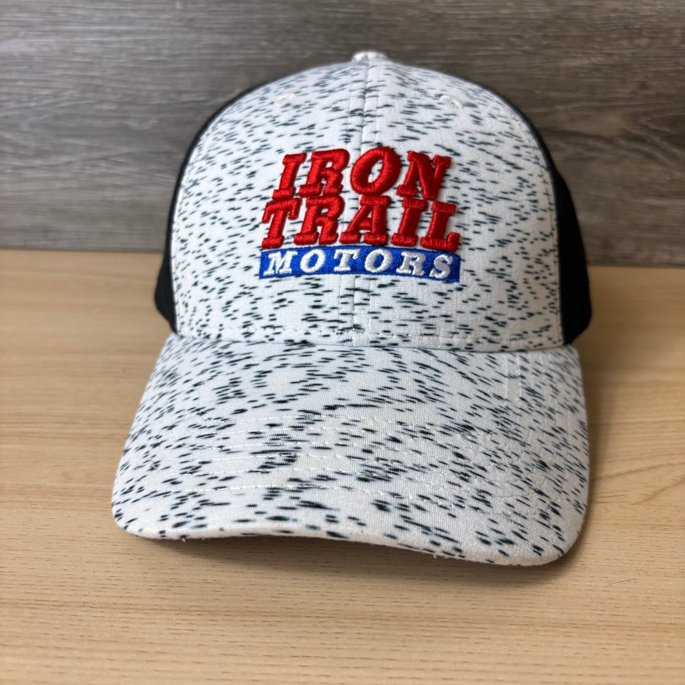 Iron Trail Motors Hat Cap Strap Back Black White Outdoors
